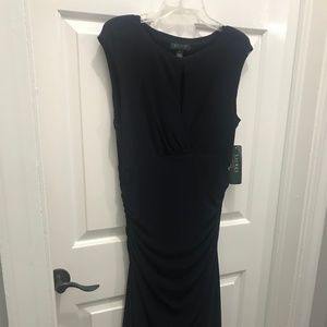 LAUREN Navy Blue Body Con sleeveless dress